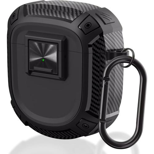 QC Ultra Case Shockproof Protective Cover Compatible with Bose QuietComfort Ultra Earbuds(2023) / Bose QuietComfort Earbuds II(2022) Case Cover with Safety Lock and Carabiner (Black) (Black)