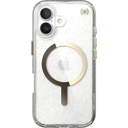 Speck Presidio LUX for iPhone 17 Case, MagSafe-Compatible, Slim Protective Case, Glitter/Gold Metallic