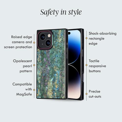 COCOMII Rectangle Case for iPhone 14/iPhone 13, Compatible with MagSafe, Aurora Abalone Shell
