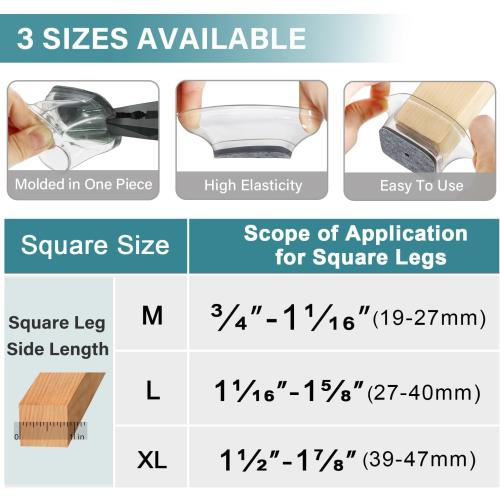 Ansible 24 Pcs Chair Leg Floor Protectors Square