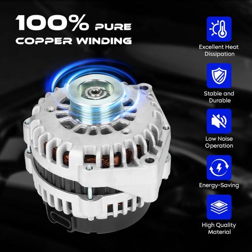 New Alternator for Chevy Avalanche 1500 2500 Express Silverado Tahoe GMC Savana Sierra 1500 2500 3500 03-04, for Rainier 5.3L 04-06, for Trailblazer 5.3L 06, for Hummer H2 6.0L 03-05