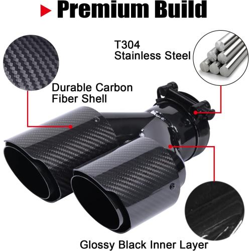 1-Pack Carbon Fiber Dual Exhaust Tips 2.5 Inlet to 3.5 Outlet, Universal Tailpipe 2.5 Inch Exhaust Muffler Tips (Gloss)