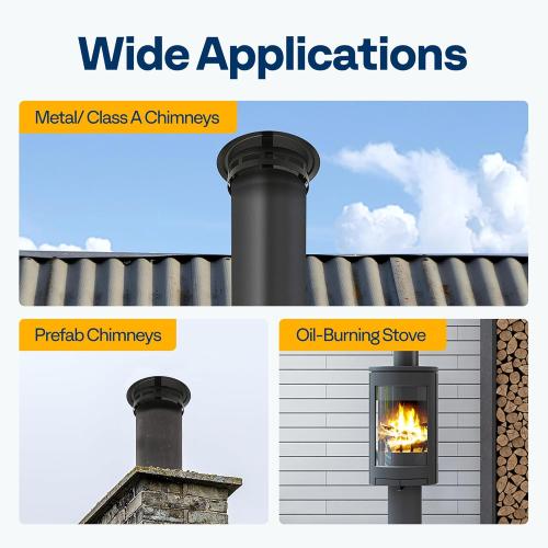 VIVOHOME 8 Cone Top Chimney Cap with Screen, Fireplace Round Chimney Cover, Galvanized Steel Exhaust Rain Caps for Outside, Easy to Install Flue Cap, Black