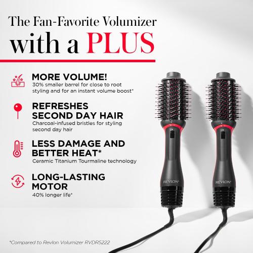 REVLON One Step Volumizer PLUS Hair Dryer and Styler - More Volume, Less Damage, and More Styling Control for Easy and Fast Salon-Style Blowouts, Plus Travel Friendly (Black)