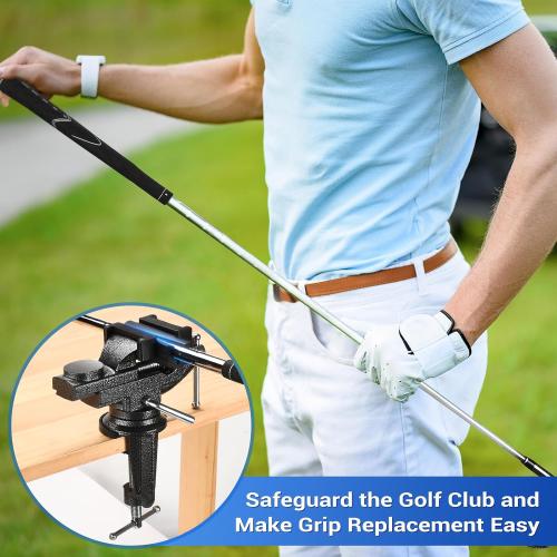 AugFir Golf Grip Kit for Regripping Golf Clubs, Portable Table Vise Rubber Clamp for Golf Grip Removal Tool with Solvent, Golf Club Regripping Kit
