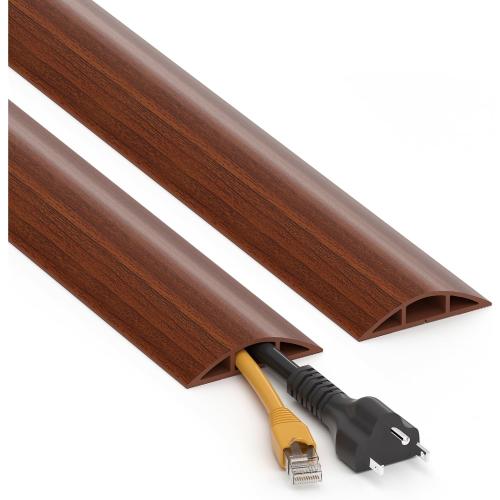 ZhiYo 4ft Floor Cord Cover, Cable Cavity 0.6 W x 0.32 H, Walnut Wood
