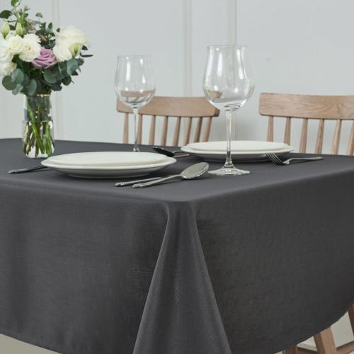 maxmill Square Tablecloth Slubby Texture Stain Resistant Waterproof Wrinkle Resistant Washable Soft Table Cloth, Decorative Fabric Table Cover for Dining Room Dinner, Parties, 52 x 52 Inch, Charcoal