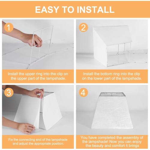 White Lamp Shades Set of 2, 8''x8''Top, 13''x13''Bottom 10'' Height, Square Lampshades Replacement Lamp Shades Natural Linen Hand Crafted for Table Lamps Floor Lamps Pendent Light, Assembly Required