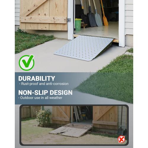 Heavy-Duty Shed Loading Ramps Kit, 29 x 48 Inch, 2-Pack | Anti-Slip Punch Plate for Riding Mowers Lawn Tractors Snow Blowers Garden Carts, Shed Garage Shipping Container Access Ramp