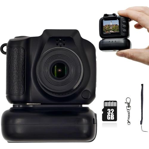 Mini Camera Keychain, Mini Retro Digital Camera, Y2K Camera, Wide Angle Lens, 1.4 LCD Screen, 32GB Included, Nostalgic Photos, Vintage Video Effects, Great Gift Idea, Black