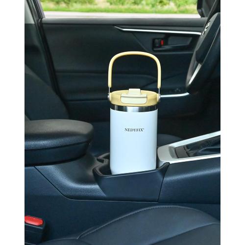 32 Oz Tumbler with Handle Vacuum Insulated Water Bottle Stainless Steel Tumbler Car Reusable Cup Cold for 12 Hours-Beige White