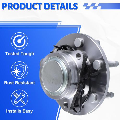 2 x 515053 Front Wheel Bearing Hub Assembly with 6 Lug ABS Compatible with Cadillac Escalade 2002-2006, Fit for Chevrolet Avalanche 1500 2002-2006, Fit for GMC Savana 1500 2003-2008