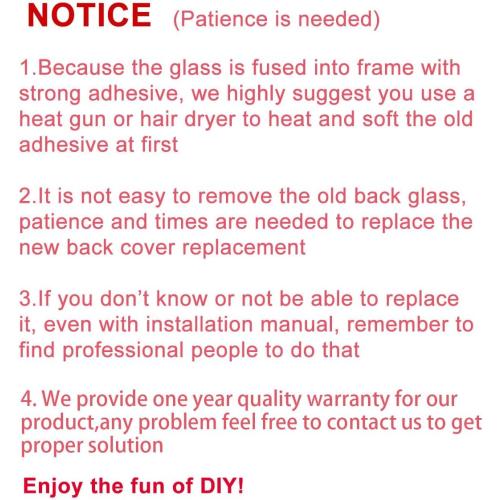 Rear Back Glass Replacement for iPhone 14 6.1-inches with Reparing Toolkit and Manual (Midnight Black)