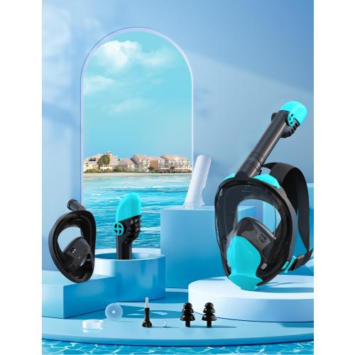 Zenoplige Full Face Snorkel Mask Adults,Dry-Top Snorkeling Gear with Camera Mount,Foldable 180-Degree Panoramic Scuba Mask for Snorkeling Diving Swimming Travel,Snorkel Mask Anti-Fog & Anti-Leak