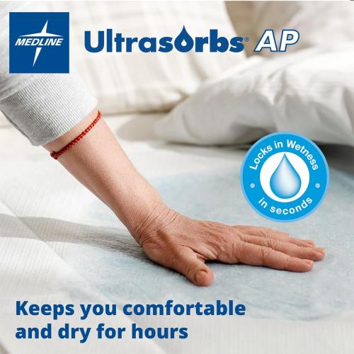 Medline Ultrasorbs Bed Pads Disposable Adult, Advanced  Ultra Thick, 30x36, 40 Count, Chucks Pads Disposable Adult, Heavy Duty Chux Pads, for Incontinence, SlipResist Technology, 300 LB Capacity