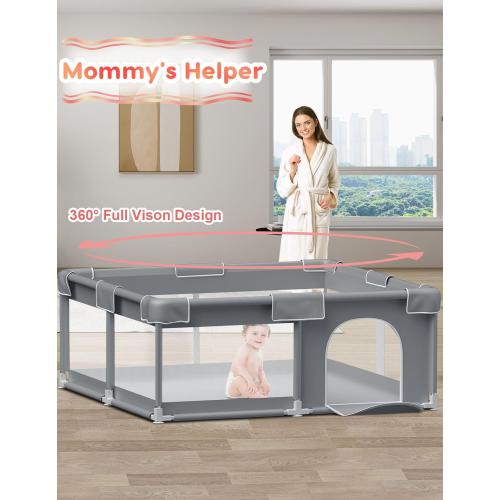 Baby Playpen Baby Play Pen for Babies and Toddlers Safe Anti-Fall Baby Play Yards Indoor & Outdoor Sturdy Safety Baby Activity Center with Soft Breathable Mesh Baby Fence 50×50 Inch