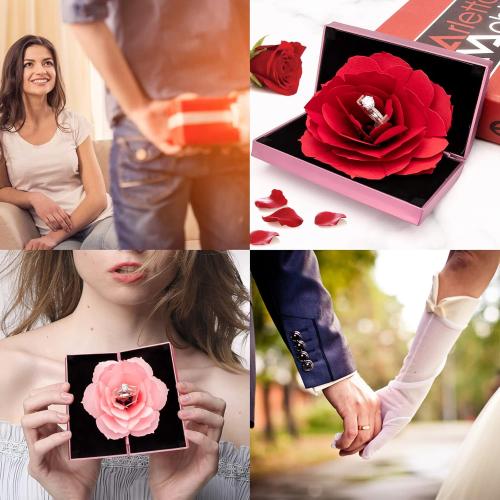 Engagement Ring Box,Ring Rose Box Surprise Jewelry Storage Holder for Woman as Proposal Engagement Wedding Ring Jewelry Gift ect.