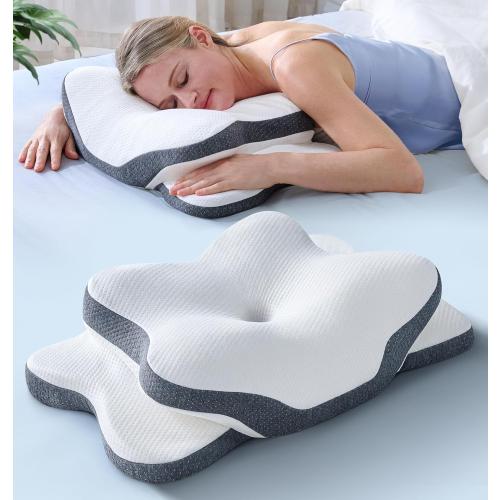 5X Pain Relief Cervical Neck Pillow for Neck Support, Ergonomic Cooling Side Sleeper Pillow for Sleeping, Odorless Contour Memory Foam Pillows, Orthopedic Bed Pillow for Side Back Stomach Sleeper