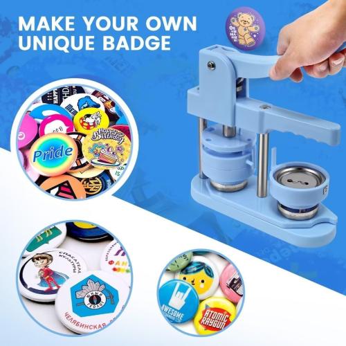 Button Maker Machine Multiple Sizes, 1'' 1.25'' 2.25'' Pin Maker Button Press Machine W/ 300 Sets Metal Pinback Inserts, Pin Making Supplies Kit for DIY Badges