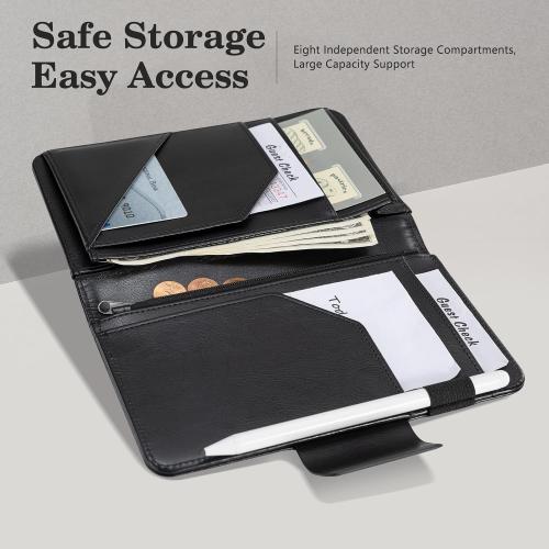 CoBak Premium Server Book - 5.12 x 7.91 Waiter Wallet Organizer in High-Quality Leather, with 8 Pockets, Magnetic Pocket, Zipper Pouch, Pen Hook & Magnetic Closure.Fits Apron Pocket.