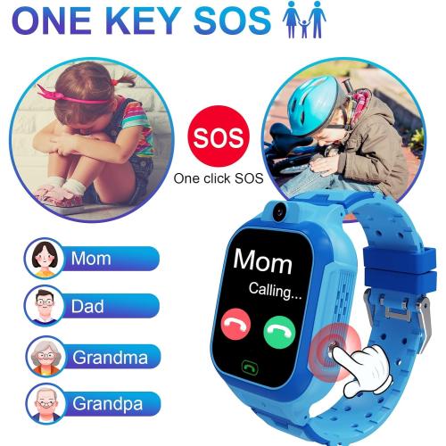 4G Kids Smart Watch GPS Tracker - Smartwatch with Two Way Call Video Calling Voice Chat SOS Class Mode Stopwatch Pedometer Games Wi-Fi Touch Screen Alarm Clock Smartwatches for Boys Girl (Blue)