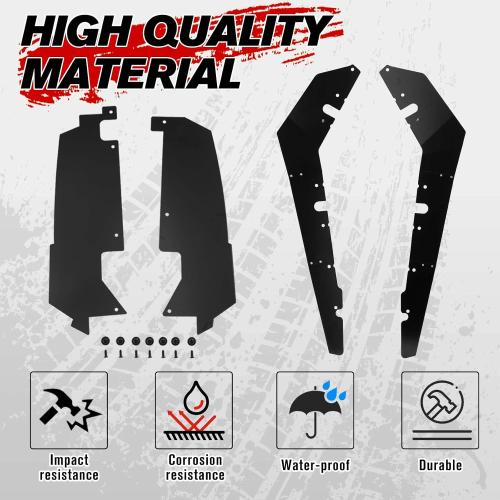 A & UTV PRO Rear Wheel Well Block Offs and Lower Door Trim Panels for Polaris RZR PRO XP 2020-2025, Rear Splash Guard Fender Flares Mudguard with Lower Door Valance Trim Accessories, 2 Door