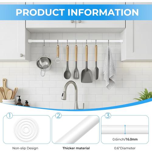 2 Pack Spring Loaded Tension Rod 17-41 Adjustable Curtain Rods No Drill Extendable Spring Rod Tension Curtain Rods For Window Kitchen Shelves Rv Refrigerator And Small Spaces,White