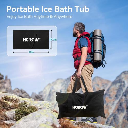Size 33.5L x 35.5W x 29.5H Color Black HOROW Ice Bath Tub for Athletes, Multiple Layered Portable Ice Bath Plunge for Cold Water Therapy and Recovery, Inflatable Ice Pod Barrel with Cover, Foldable Ice Plunge Tub for Home, Gym, Outdoor Use