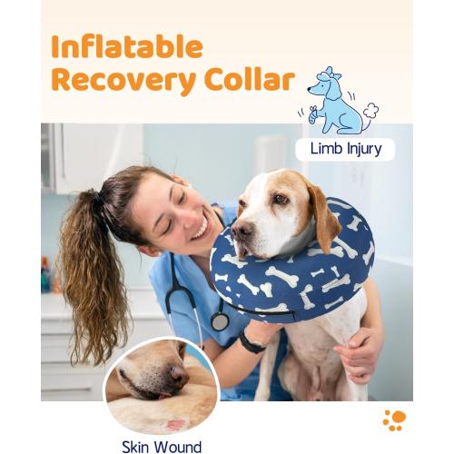 Supet Inflatable Dog Cone Alternative After Surgery - Neck Donut Recovery E-Collar for Neuter - Soft Cone for Small, Medium, Large Dogs