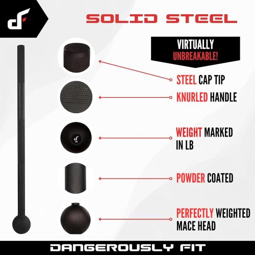 Steel Mace Bell - 7lb to 60lb Macebell for Men & Women - Exercise Strength Training & Full Body Fitness Workouts - Premium Maces for Home & Gym Training