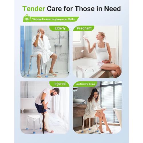 Space-Saving Triangular Shower Chair for Inside Shower, FSA/HSA Eligible 400 lbs Adjustable Shower Stool for Elderly and Disabled, Non-Slip Bathtub Chair with Stable-Bracing, Tool-Free Assembly, White