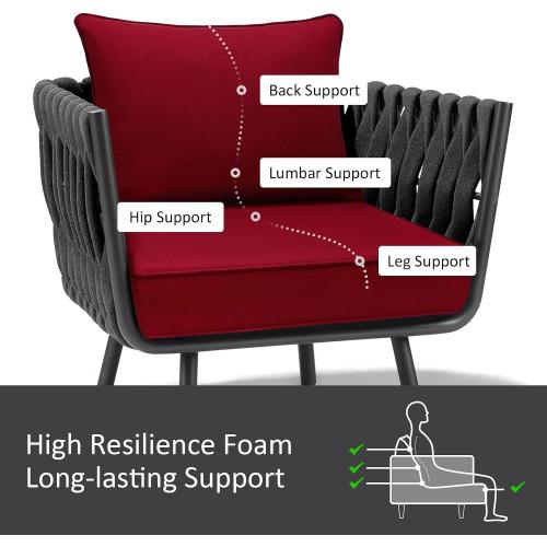 Unimatta Outdoor Patio Chair Cushions Set, 24 x 24, Set of 2, Water-Repellent, Fade Resistant, Deep Seat Bottom and Back Cushion for Backyard, Couch, Sofa and Patio Furniture, Red