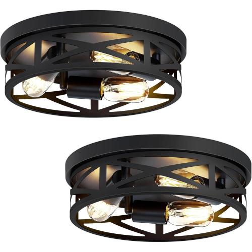 ZHU YAN 2 Pack Flush Mount Ceiling Light Fixture,3-Light Hallway Light Fixtures,13 inch Light Fixture Ceiling Mount for Kitchen Entryway Hall,E26 Base