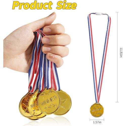 100 Pieces Gold Plastic Winner Medals for Awards for Kids, Award Medals for Kids Sports Awards, Games Competitions, Prizes,Party Favors and Decorations.