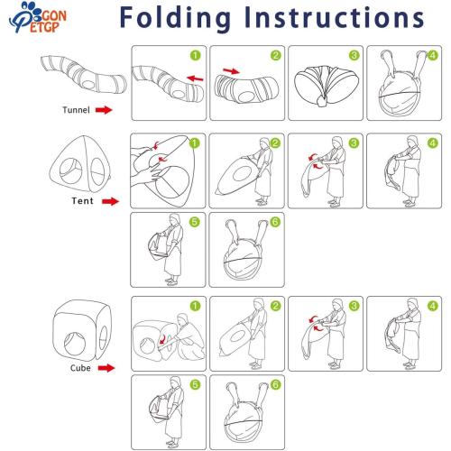 Cat Tunnels for Indoor Cats with Cube Tent Toys Combo, Interactive Collapsible Tent for Hiding Hunting and Resting, Pet Tube with Toy Bell for Kitten, Rabbit, Puppy, Ferret - Set of 3