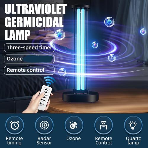 UNTESTED -Ultraviolet Germicidal Lamp, 72w UV Ozone Light for Whole Room, 99.99% Sanitization Rate, Three-Step Timing Remote Control, Blue Light,for Home/Office/School