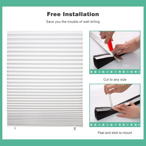 Changshade 6-Pack Pleated Paper Temporary Shades Cordless Light Filtering Cut to Size Temporary Paper Blinds for Indoor Windows of Office, Bedroom, Bathroom, Living Room, 36 W x 72 H, White