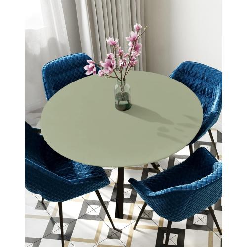 Sage Green Round Tablecloth, Fitted Table Cover with Elastic for 55-60 Round Tables, Farmhouse Sage Green Decor Table Cloth Indoor Outdoor Dinning Party Waterproof Tablecloths