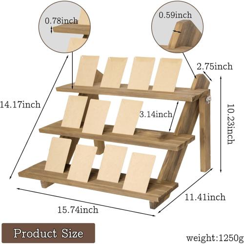 51pcs 3-Tier Wood Earring Display Stand, Retail Jewelry Card Stand with Groove   50 Cards Portable Ring Organizer Holder Showcase Racks for Business Home Using