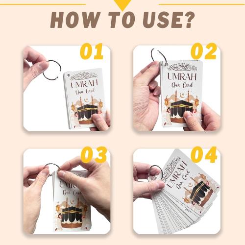 Cards with Lanyard – 21 Flashcards Step-by-Step Umrah Guide with 20 Essential Duas & Transliteration – Portable Islamic Prayer Cards, Dua Reminder, Umrah Mubarak Gift Set