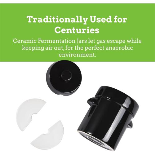 Nourished Essentials Fermentation Crock Jar - Sauerkraut, Onggi, Kimchi Containers - Ceramic Fermenting Crock with Lid and Weights - Stoneware Pickling Crock - Fermenter Pot for Kimchi and Kombucha