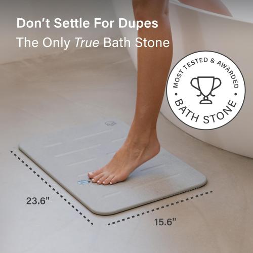 Dorai Home Stone Bath Mat - Premium Diatomaceous Earth Bath Floor Mats with Non-Slip Base, Fast-Drying Modern Shower Mat for Bathroom | Rain Ash - 23.6x15.4