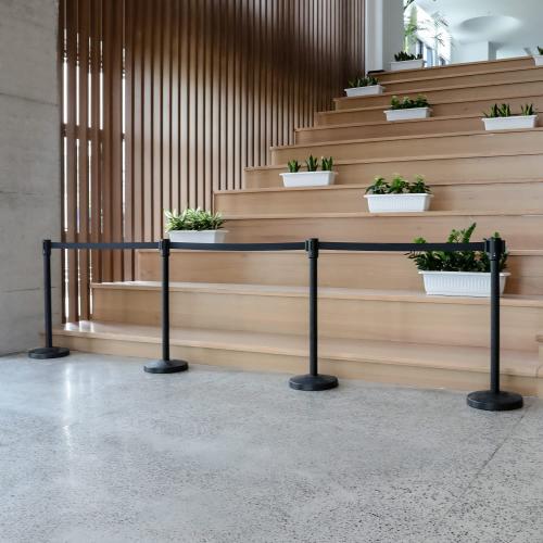 Amazon Basics Premium Crowd Control Stanchions with Easy Assembly, 6.5 foot Sturdy Retractable Belts, Black, Pack of 2