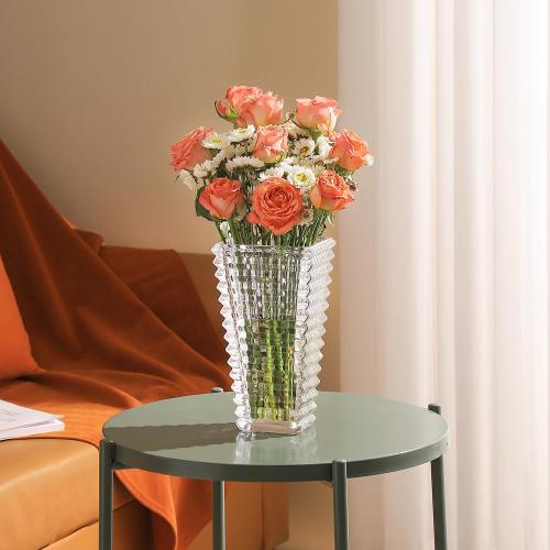 MCMCNCUIU Crystal Vase, Large Crystal Vases for Flowers, Clear Large Flower Vase, Modern Glass Vases for Living Room, Bedroom, Kitchen, Dining Table, Mantle, Wedding, 9 Inches