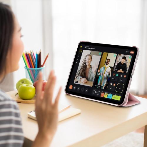 Case for iPad (A16) 11th/10th Generation (11/10.9 Inch, 2025/2022) Without Pencil Holder, Slim Hard PC Translucent Back Shell Protective Cover, Smart Trifold Stand & Auto Sleep/Wake, Pink