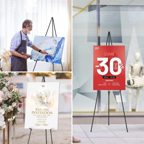 Easel Stand for Sign, Aredy 63 Portable Painting Easel, Lightweight Metal Easels for Painting Canvas, Wedding Sign (2 Pack)