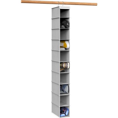 Simple Houseware 10 Shelves Closet Hanging Shoe Organizer, Gray