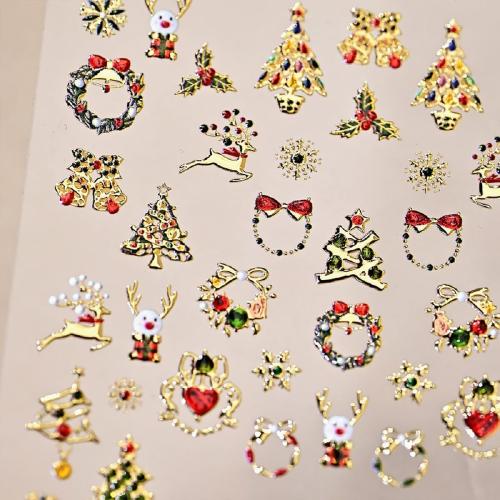 Christmas 5D Embossed Nail Stickers for Nail Art Self-Adhesive Gold Gilding Snowflake Xmas Trees Elk Nail Decals Glitter Red Green Rhinestones Nail Design Stickers Winter Nails Supply for Women DIY