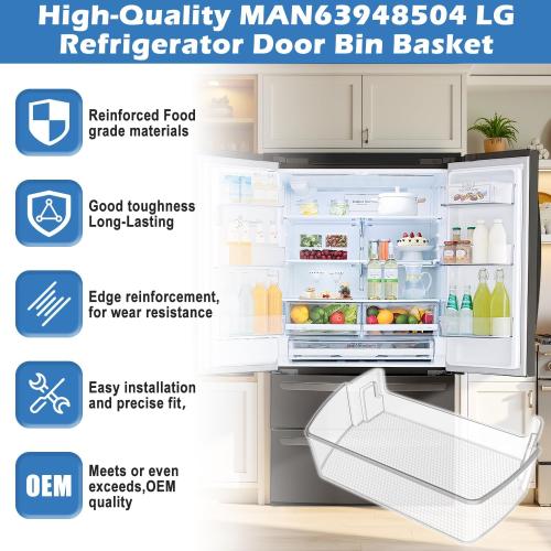 2PACK Upgraded MAN63948504 Refrigerator Door Shelf Bin,Compatible With LG/Kenmore Refrigerator Door Shelf Replacement,Replaces LFXS26973S LMXS28626S LFXC22526D Fridge Door Shelves Basket