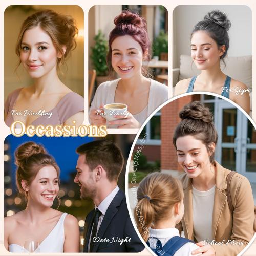 Messy Bun Hair Piece, Claw Clip Bun Hair Pieces for women, Curly Fake Buns Tousled Updo Hairs Extensions for Daily Wear and Special Occasions (M2/33#, 1 Count)